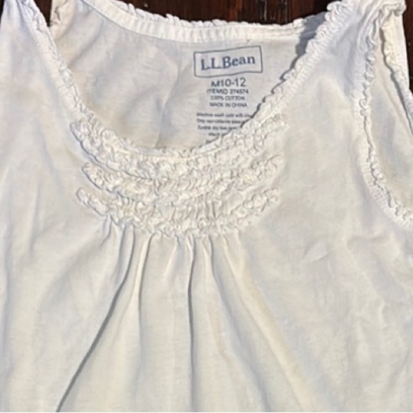 LL BEAN EUC GIRLS WHITE TOP SHIRT TANK SHIRTS TOPS SUMMER CAUSAL SZ M 10 12 - Picture 4 of 4